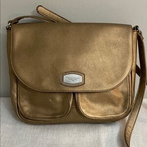 Tignanello metallic bronze Leather Crossbody messenger traveler Bag